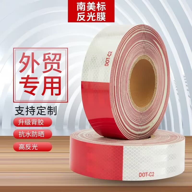 CE EU DOT-C2 Red and White Reflective Tape PET Reflective Film Annual Inspection Reflective Strip for Trucks Car Body Sticker