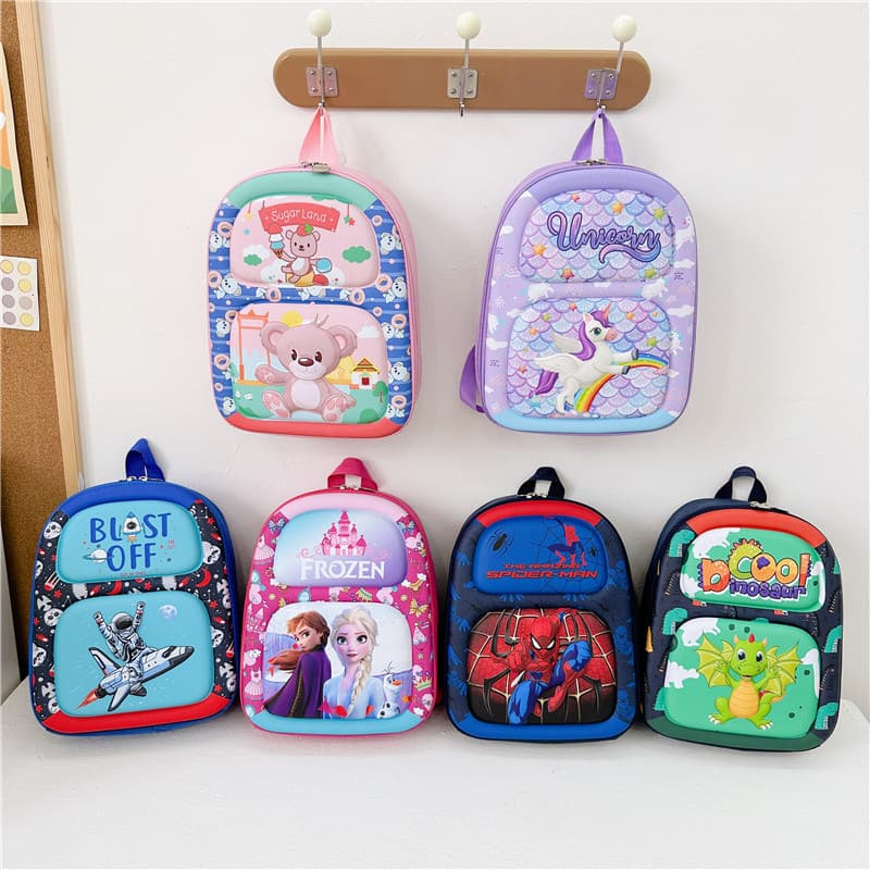 New Cartoon Kids Backpack for Ages 3-6, Kindergarten Schoolbag, Ultra-Light Weight-Reducing 3D Shell Unicorn Baby Backpack