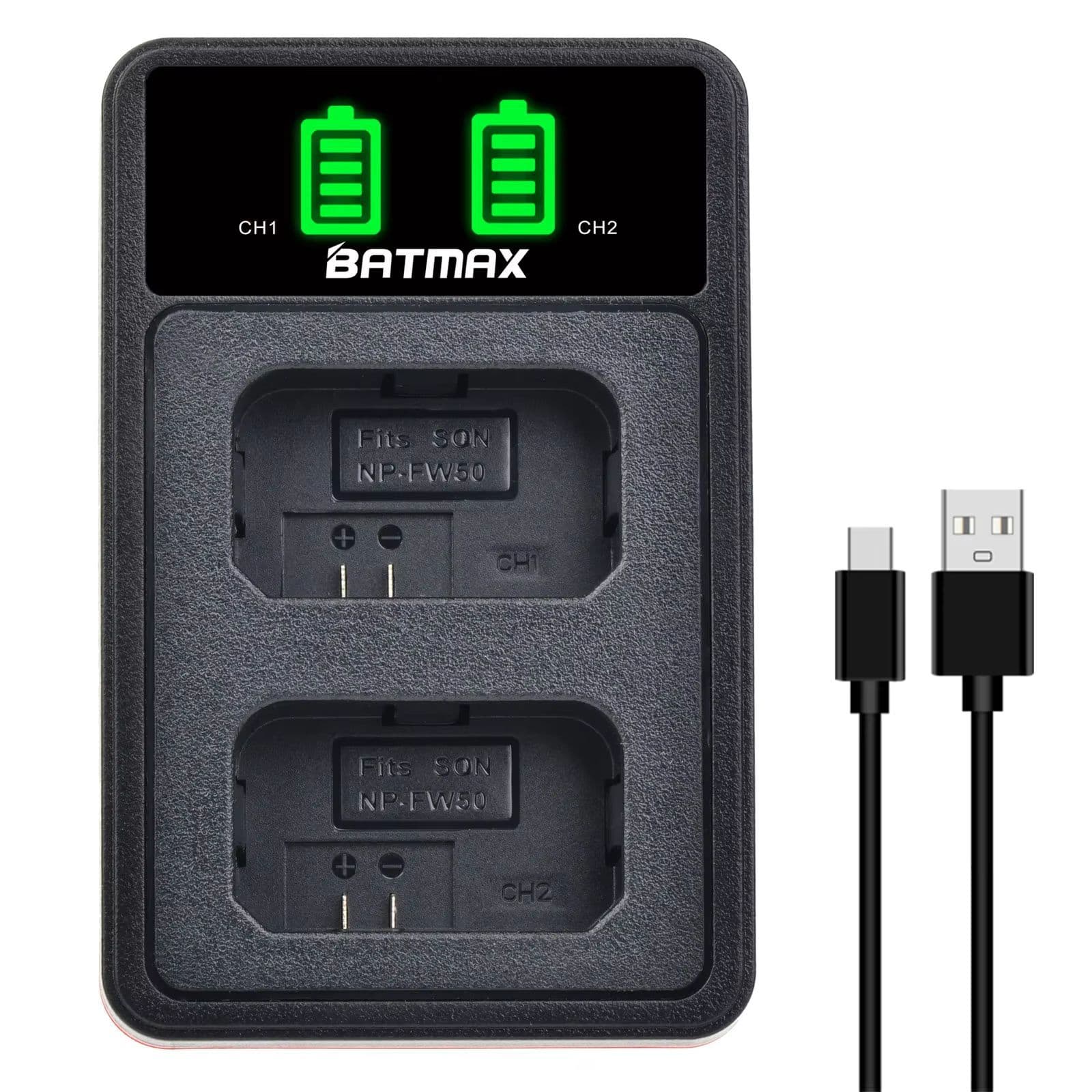 NP-FW50 Dual Charger Replaceable for ACC-TRW, BC-TRW Compatible with Sony NP-FW50 Battery