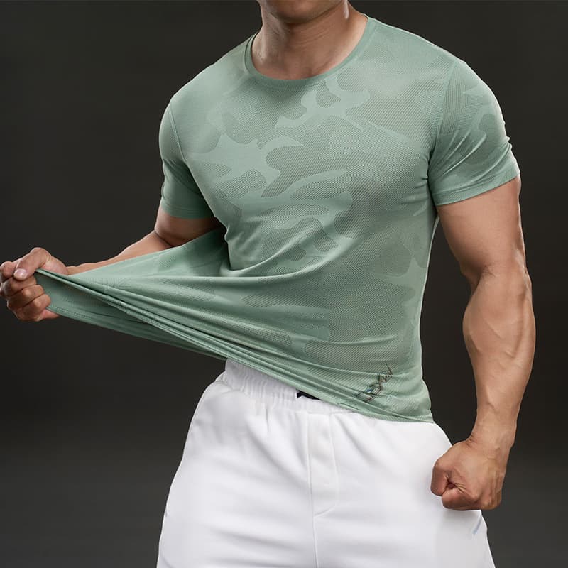Men's Camouflage Short Sleeve T-Shirt 2026 Summer Cross-Border Sports T-Shirt Round Neck Breathable Quick-Dry Ice Silk T-Shirt