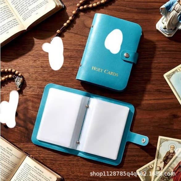 Catholic Genuine Leather Holy Card Holder