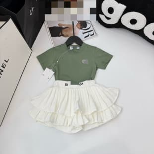 Kids T-Shirt Set, Girl Wear-Out T-Shirt Short Sleeve Top + Skirt Pants, Medium & Large Kids Loose 2-Piece Set, Family Matching