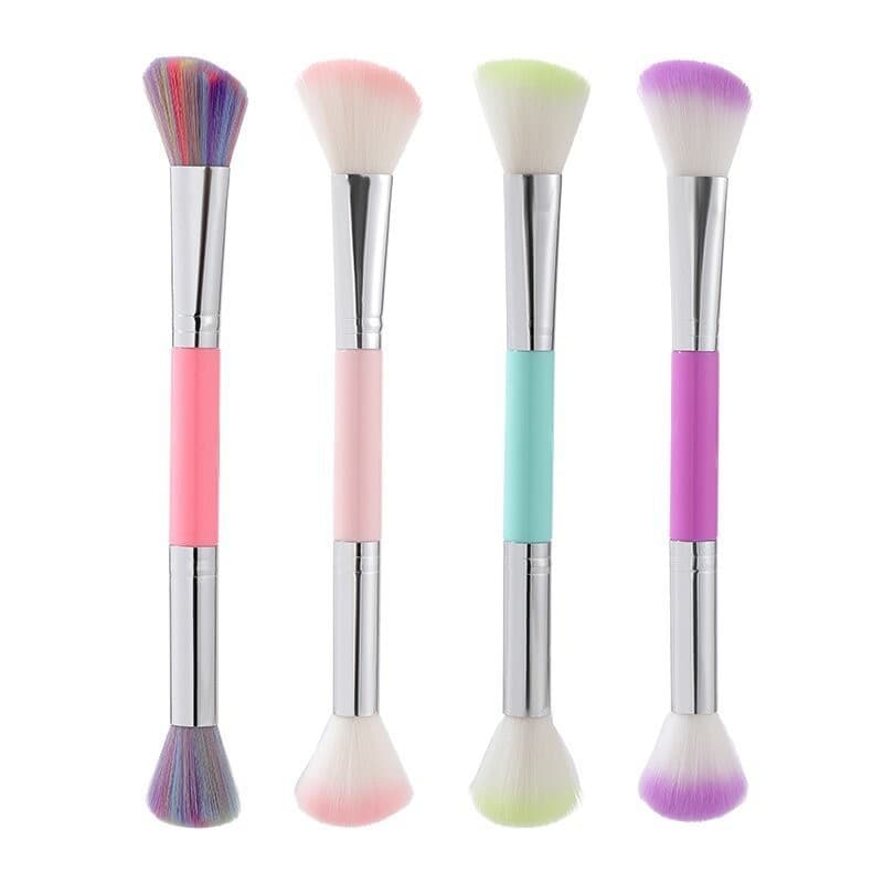 Cross-border Pink Soft Bristle Makeup Brush Portable Dual-Ended Makeup Brush Set High Appearance High Quality Contour Brush Wholesale