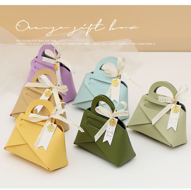 New Xiaohongshu Ins-Style Leather Wedding Candy Box Creative Handheld Leather Candy Bag Wedding Gift Empty Box