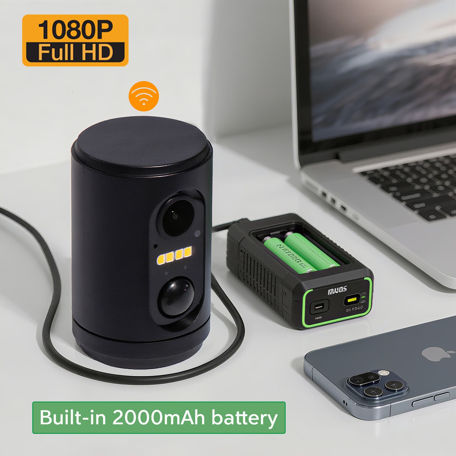 WiFi wireless surveillance camera built-in battery 2MP wide-angle lens message push smart home ultra-wide angle