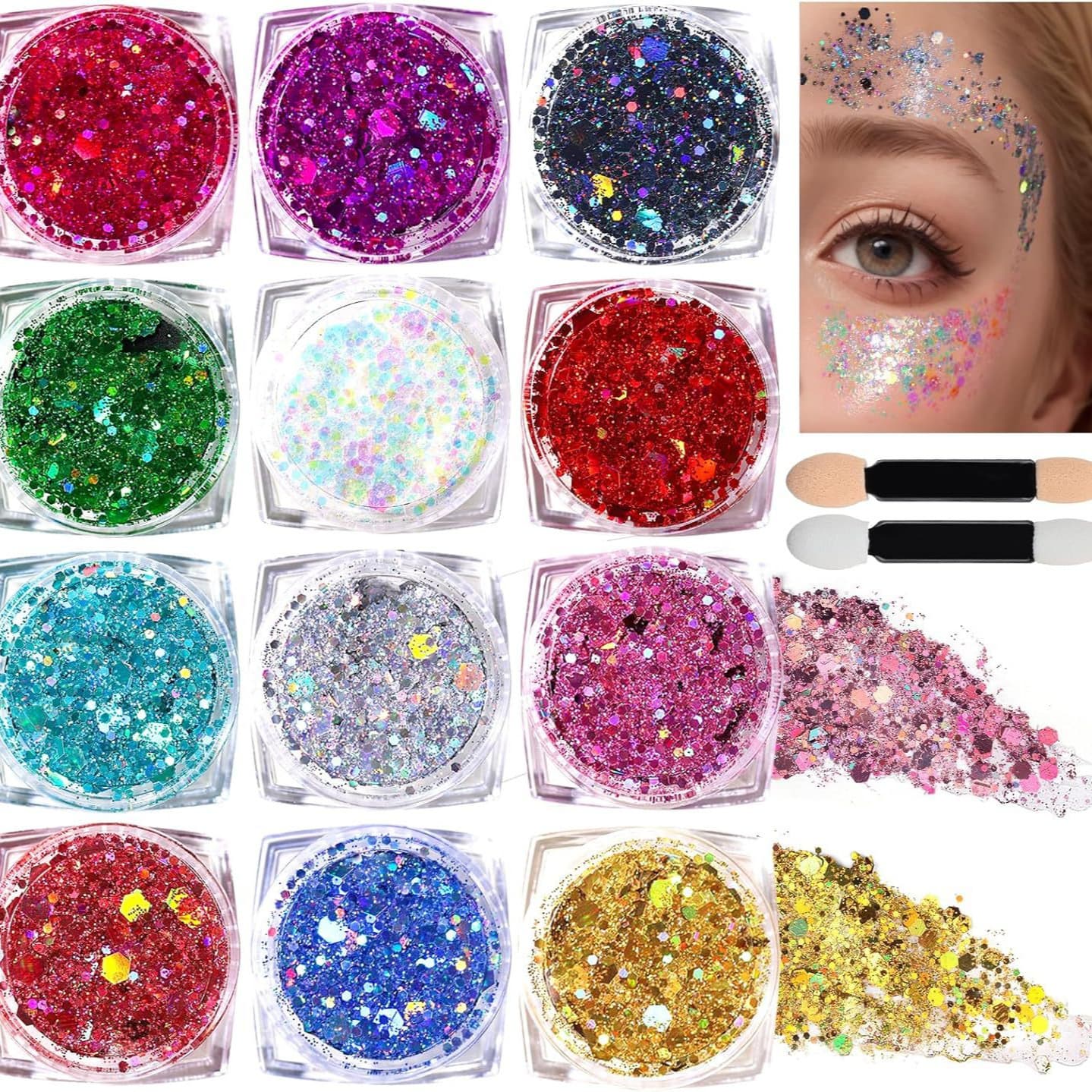 Cross-border Nail Art High-Gloss Flash Glitter Gradient Decorative 12-Color Set Chameleon Gel Glitter