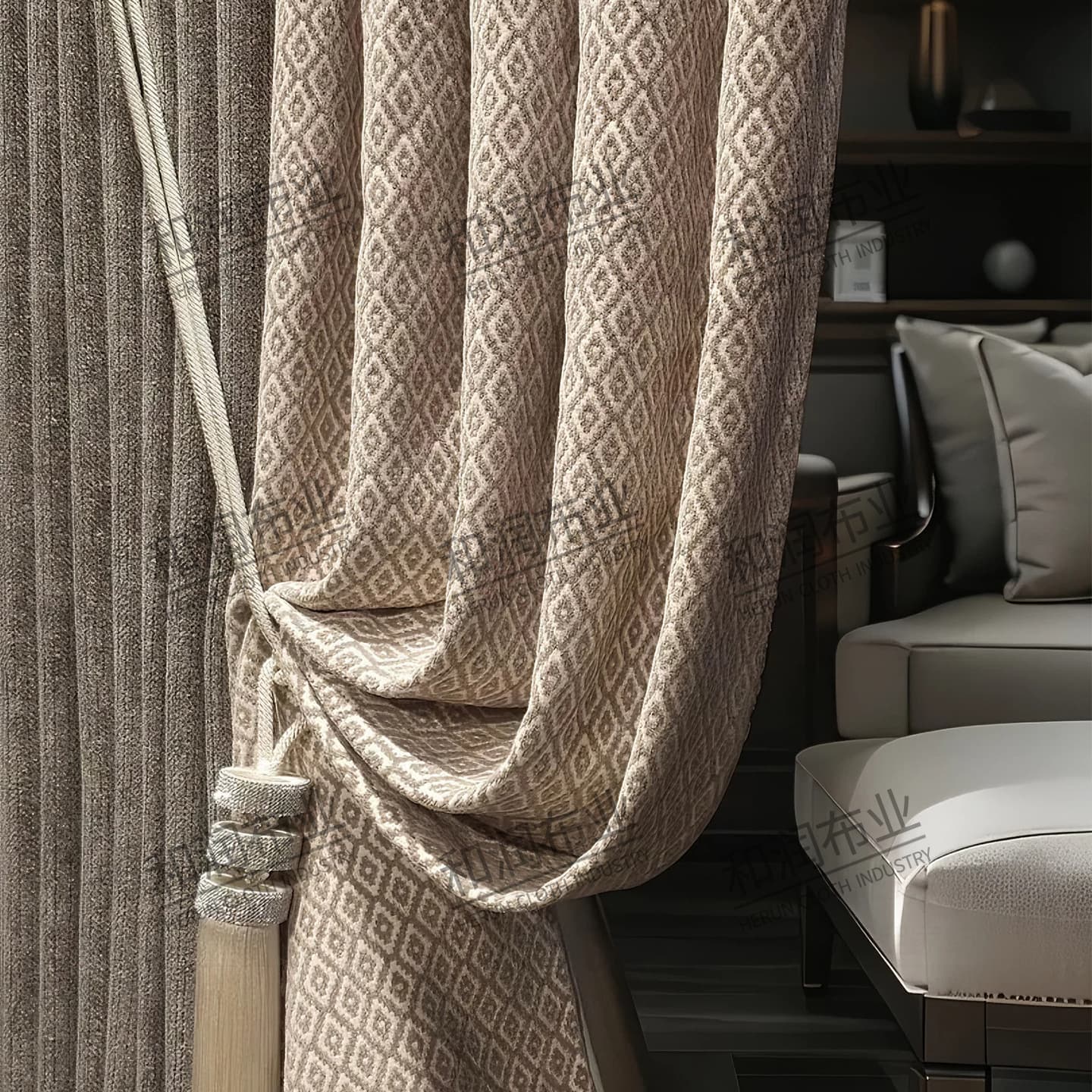Modern Light Luxury Retro American Song Dynasty Aesthetics Chenille French Living Room Villa High-end Curtains Bedroom Premium