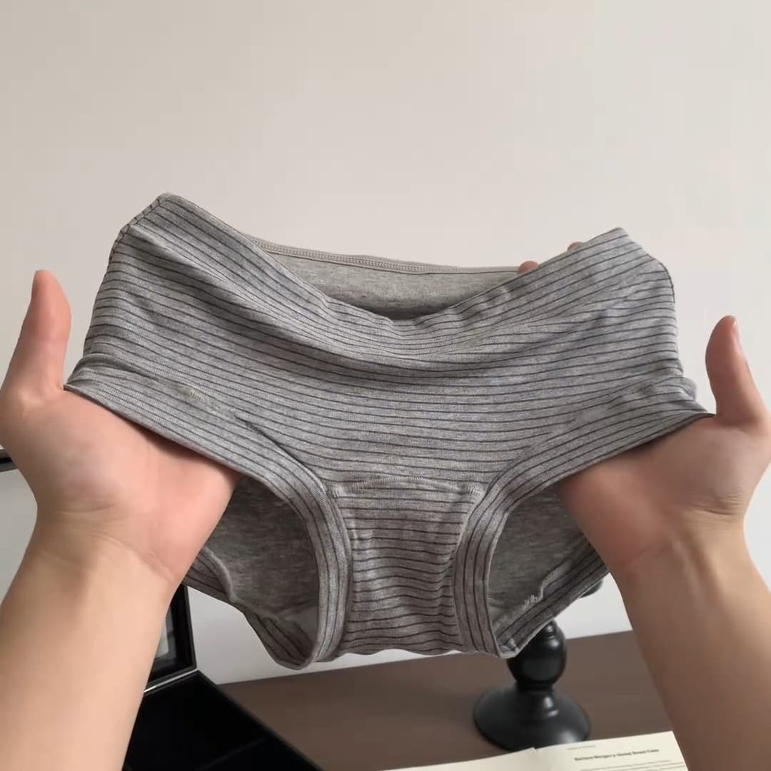 Striped Lazy Style Soft and Comfortable Women's Mid-Waist Simple and Skin-Friendly Pure Cotton Crotch Briefs