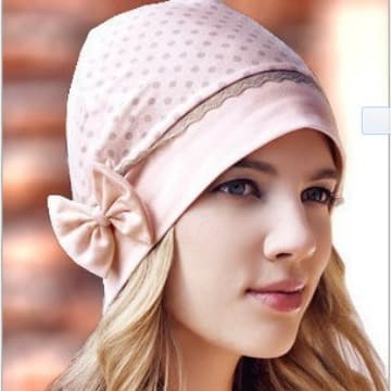 Korean-style Fashionable Polka Dot Pull-on Maternity Hat, Bow Anti-Wind Pregnant Women's Cap, Pink and Yellow