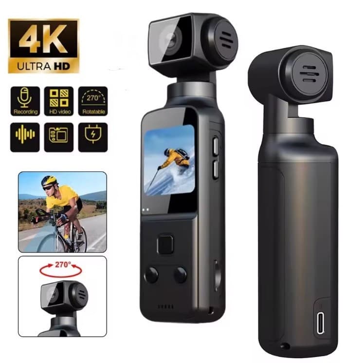 Cross-Border Premium 4K Action Camera 270° Rotating Handheld Digital Sports Camera Body Camera