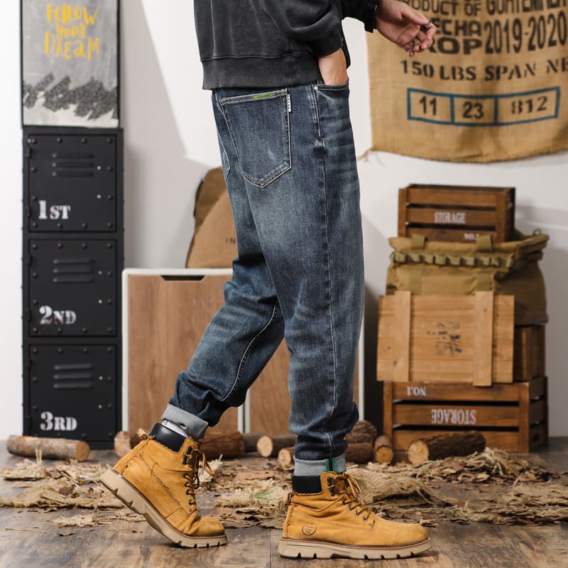 High-Quality Harem Jeans for Men Autumn Cotton Stretch Harem Pants Men's American Style Casual Pants