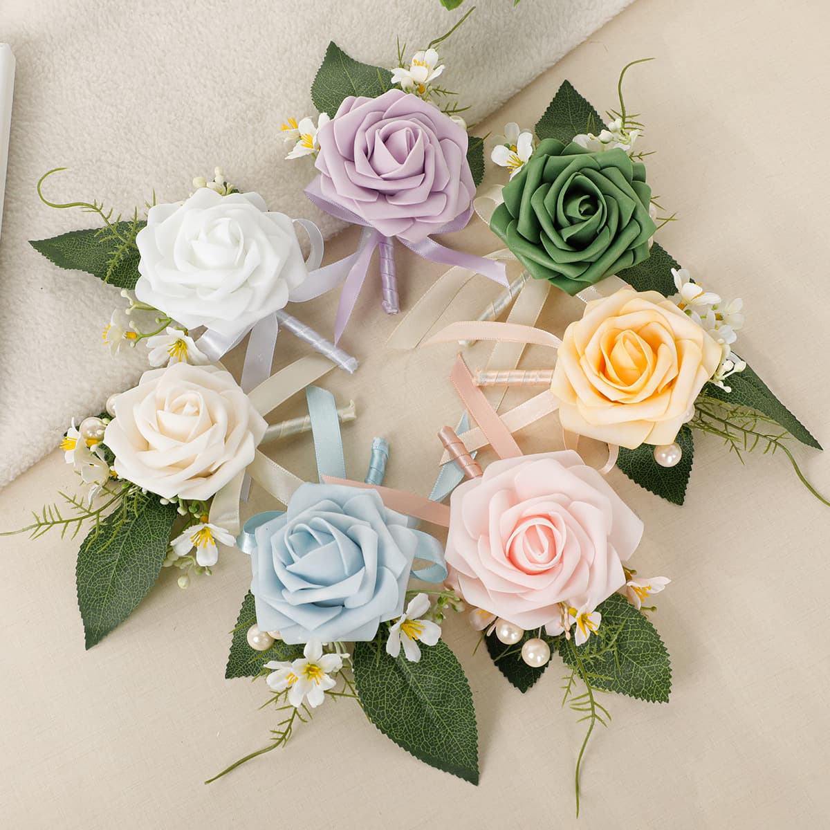 Forest-themed Simulated Corsages for Prom, Men's Rose Boutonnieres, Groom Groomsmen Lapel Pins, Exquisite Suit Flowers for Export