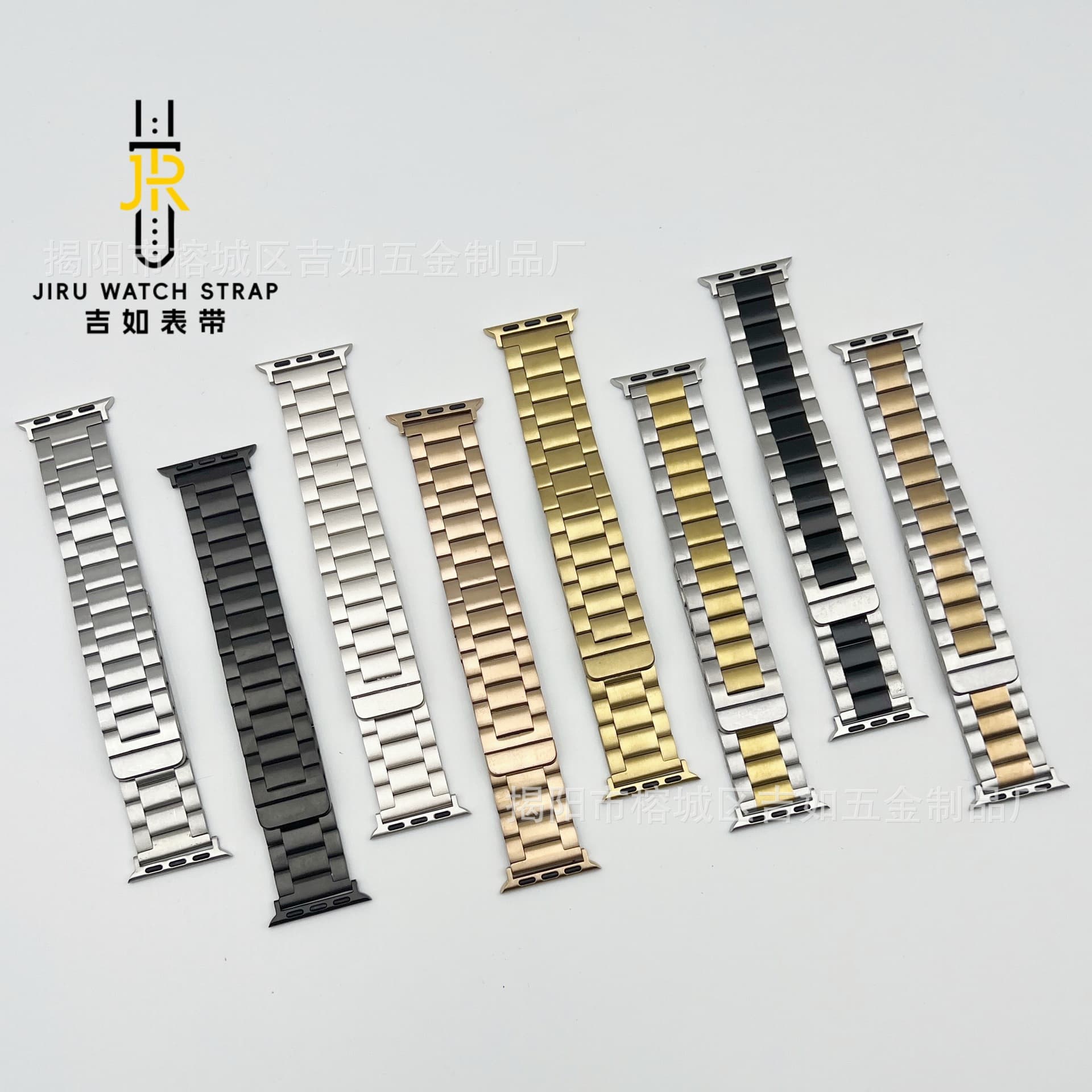 Compatible with Apple iWatch 9/10 Ultra Watch, Huawei 22mm Three-Bead Metal Strap with Magnetic Buckle Watch Band