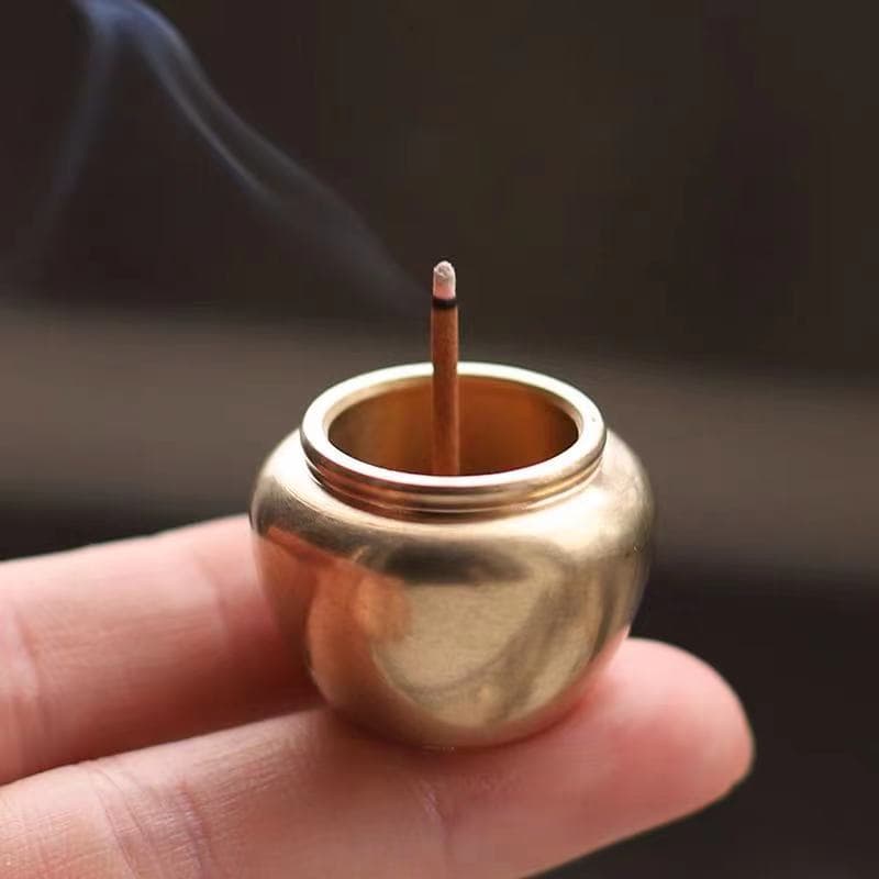 Brass Mini Wine Jar Incense Holder Portable Incense Burner for Stick and Coil Incense Copper Incense Base