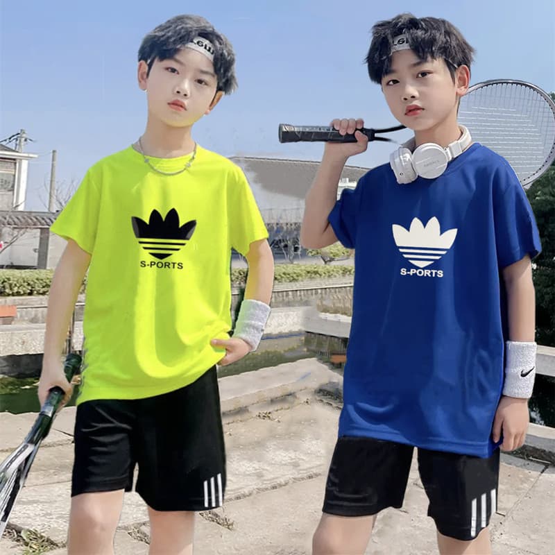 Foreign trade boys quick-drying sports suit summer short-sleeved shorts thin boy clothes running clothes drop shipping