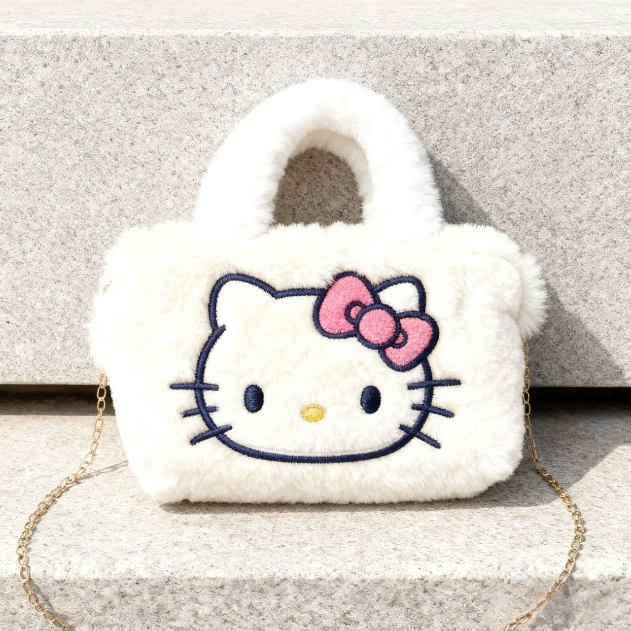 Cross-border Wholesale KT Cat Plush Cartoon Handbag Girls Cute Cat Shoulder Crossbody Bag White Parent-child Bag