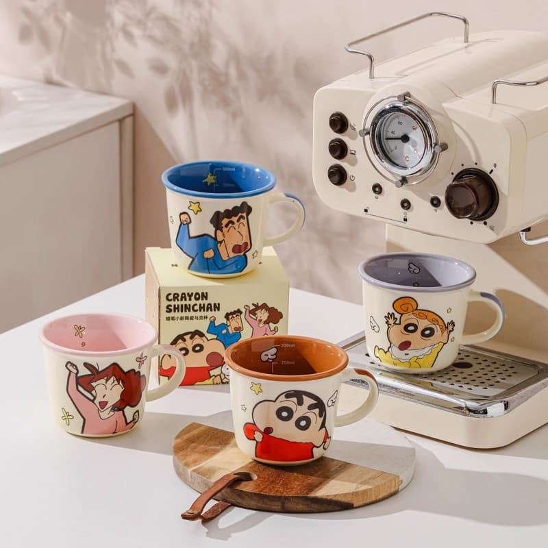 Crayon Shin-chan Parent-child Cup Family of Four Ceramic Mug Couple Pair Cup High-Looking Drinking Cup Birthday Gift