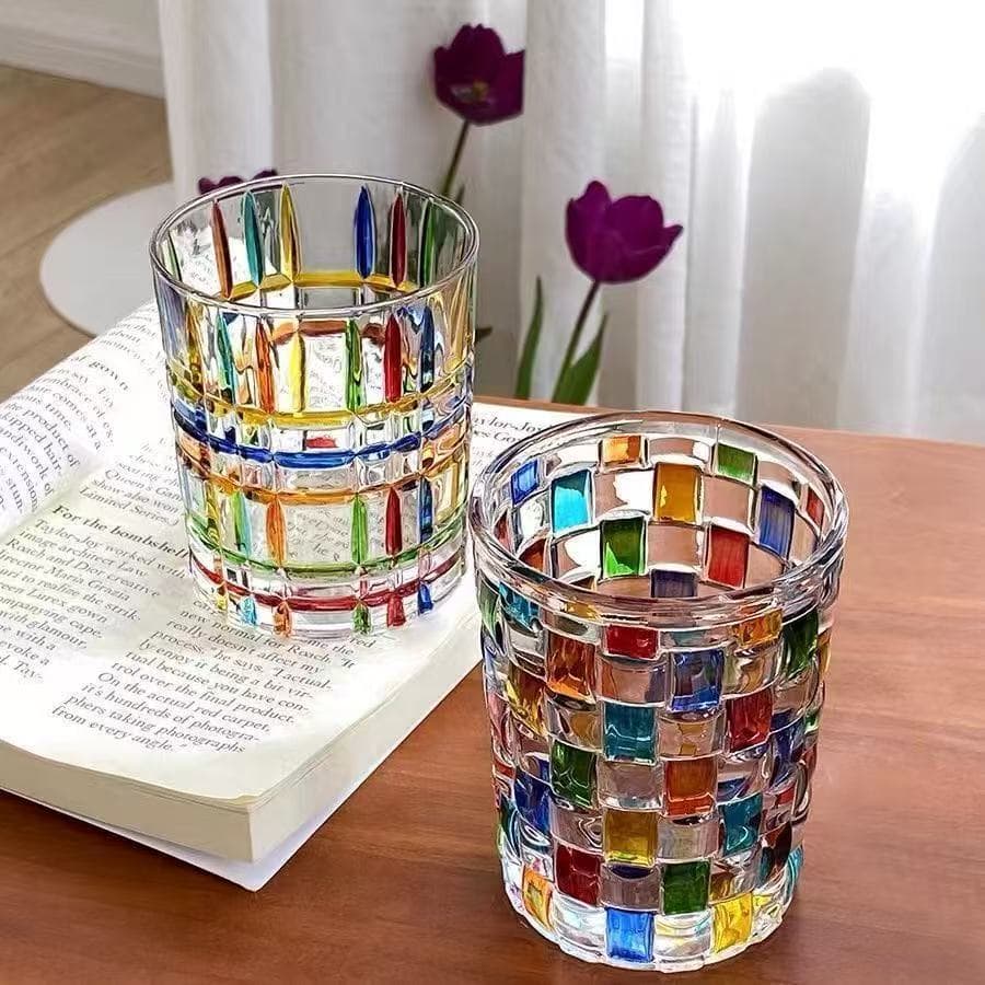 Designer's Same Style High-End Hand-Painted Cup, Crystal Cup, Wine Glass, Glass Cup, Holiday Gift, Painted Line Woven Cup