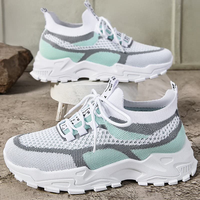 Women's Fashion Summer New Cross-Border Shoes Soft Sole Lightweight Dad Sneakers Women's Shoes Flyknit Breathable Mesh Shoes