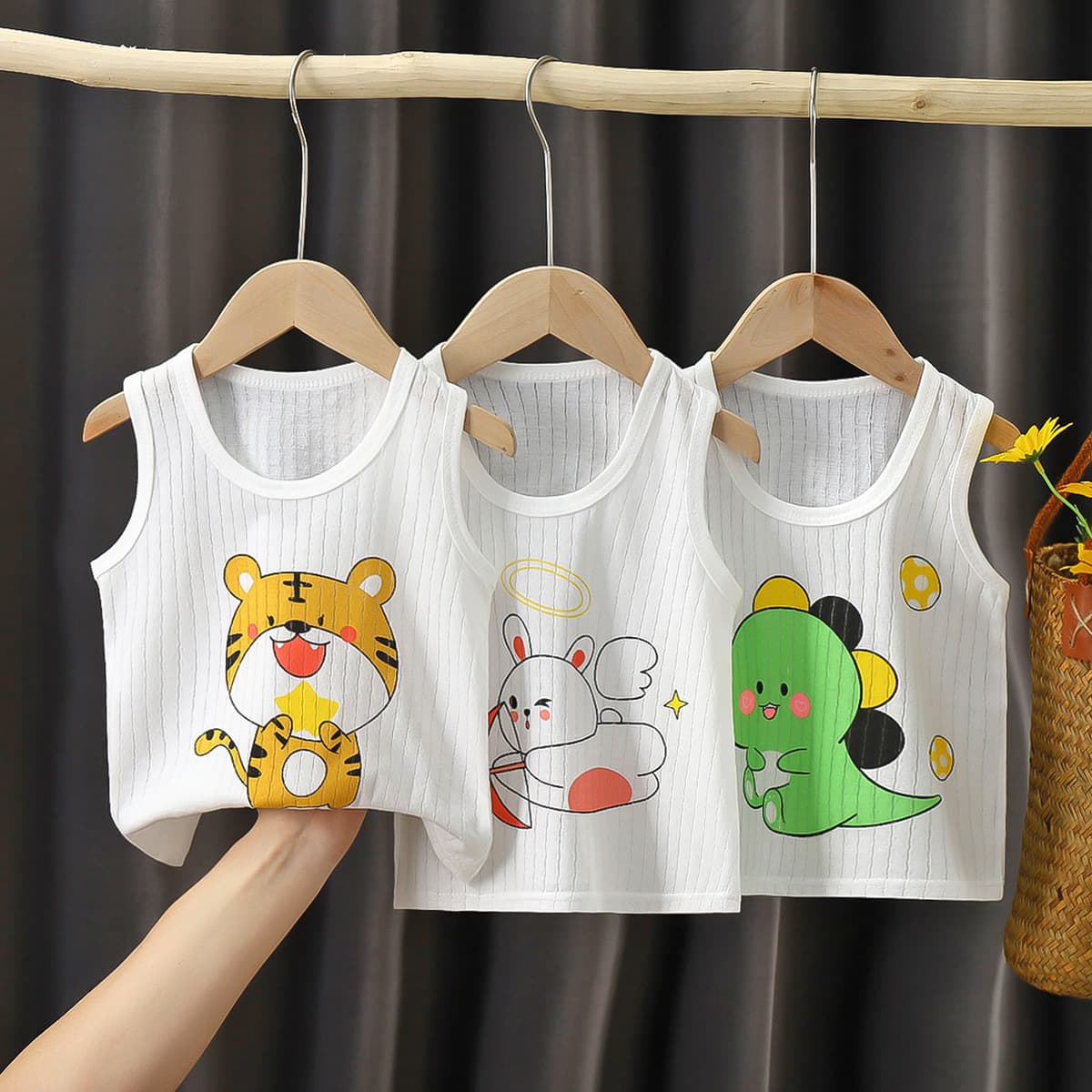 Baby Vest Summer Pure Cotton Thin Boy Girl Kids Breathable Belly Protection Sleeveless Undershirt
