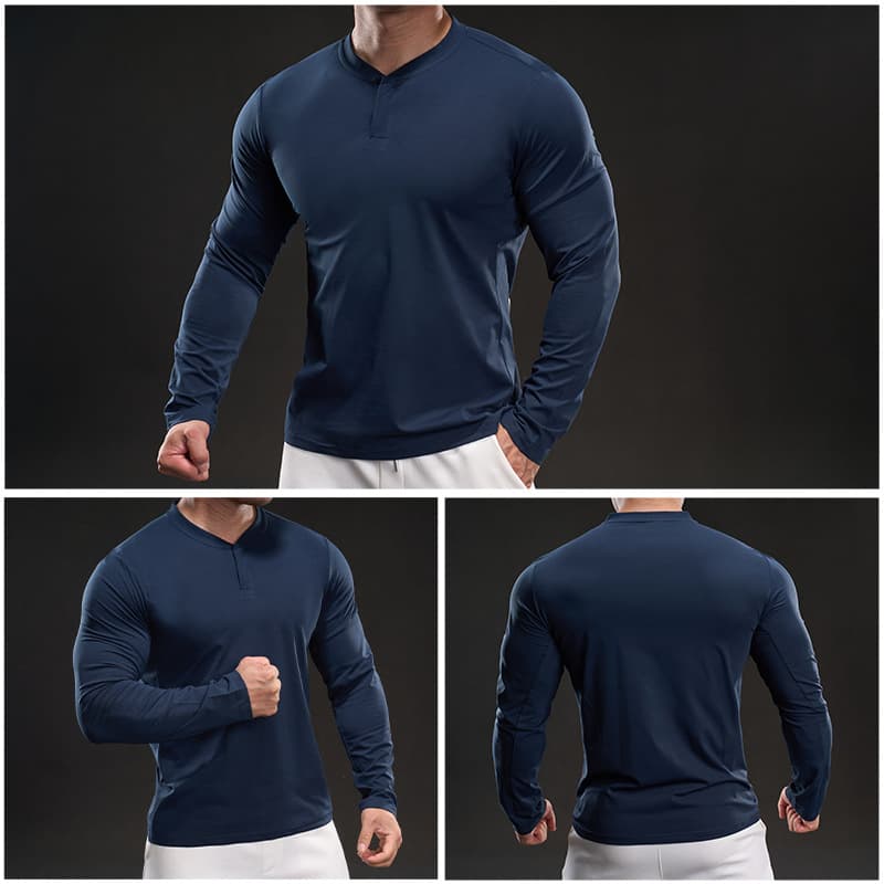 Long-sleeved men's T-shirt running fitness 2026 domineering muscle style elastic training clothes casual outdoor sports T-shirt for men