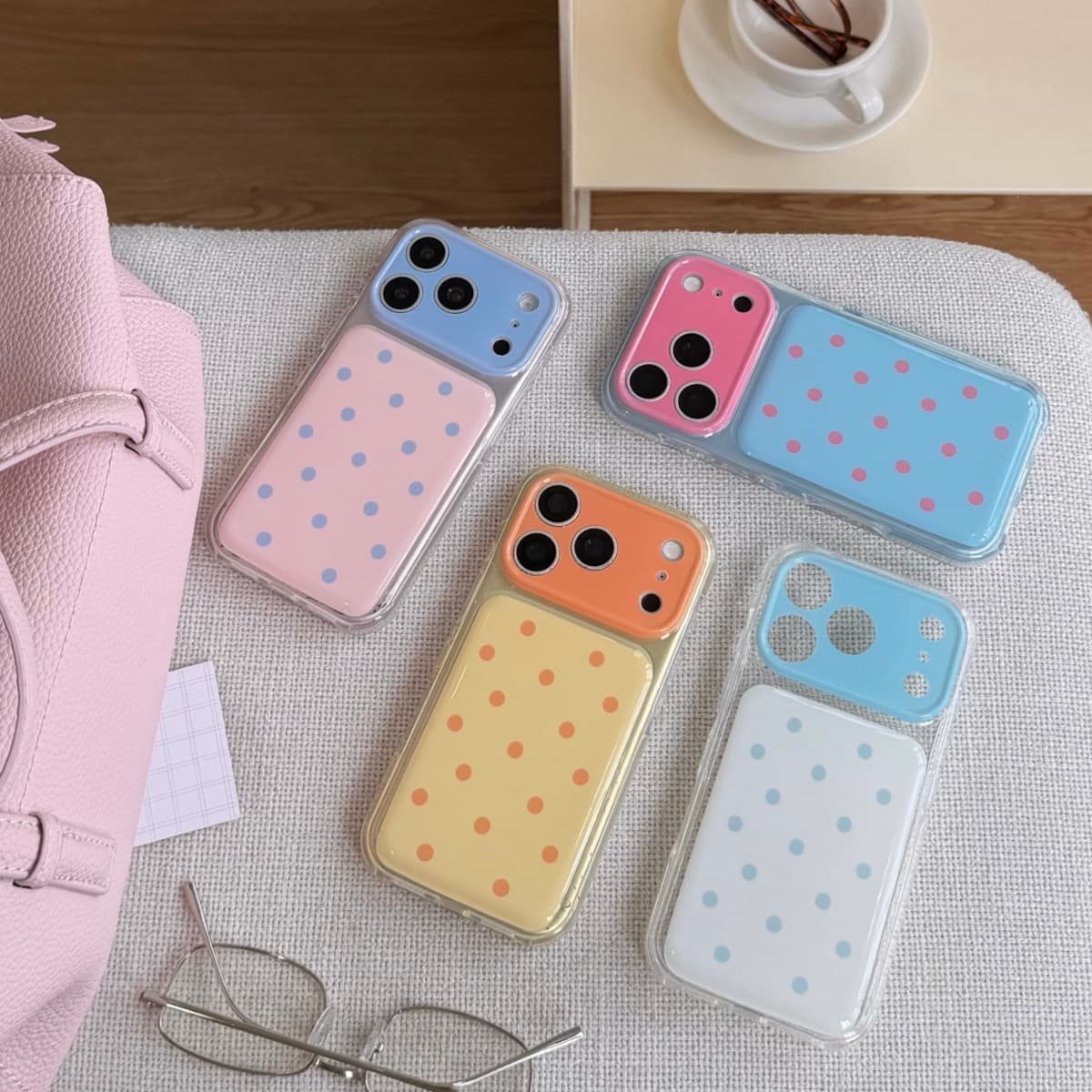 Simple Dopamine Contrast Polka Dot Apple iPhone 15 Compatible with Apple 17/16 PROMAX Phone Case Anti-Drop