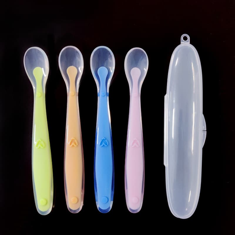 Baby Silicone Spoon Infant Feeding Spoon Training Spoon Children's Feeding Tableware Soft Silicone Spoon Soft Complementary Food Spoon