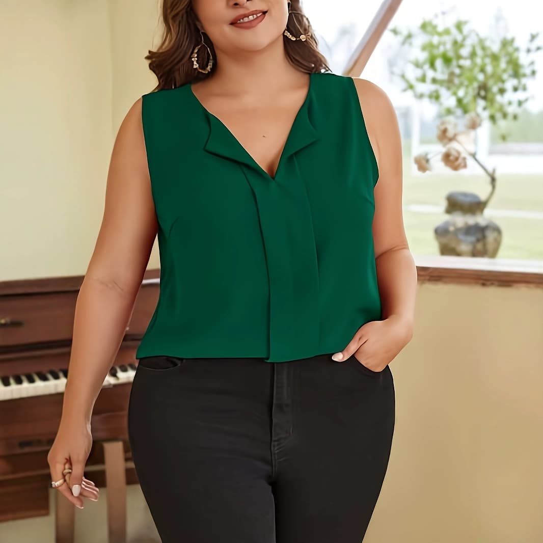 Amazon Cross-Border European and American Foreign Trade New Hits Casual Simple Elegant Solid Color Loose Plus Size Sleeveless Top