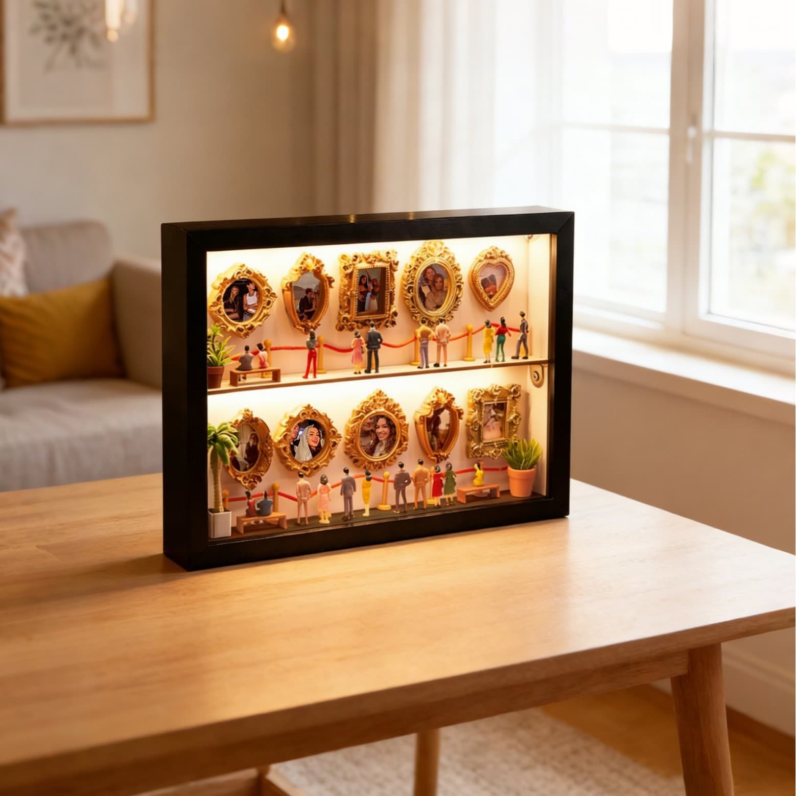 Cross-border Mini Museum Double-layer Mini Museum Silhouette Box Couple Family Memorial Gift Photo Album Ornament