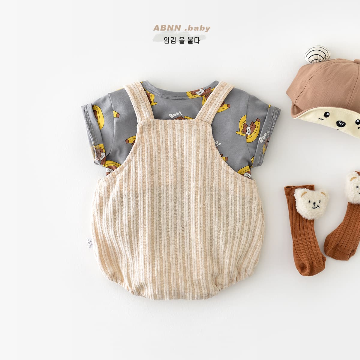 New Summer Baby Set Cotton Cartoon Bear Short Sleeve Thin 0-3 Years Old Baby Romper Crawling Suit for Boys and Girls