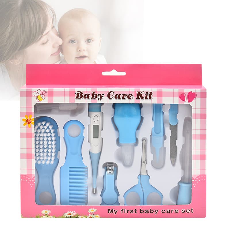 Baby Care Set 10-Piece Maternal and Infant Medicine Feeder Nasal Aspirator Baby Supplies Lanugo Comb Nail Scissors Set