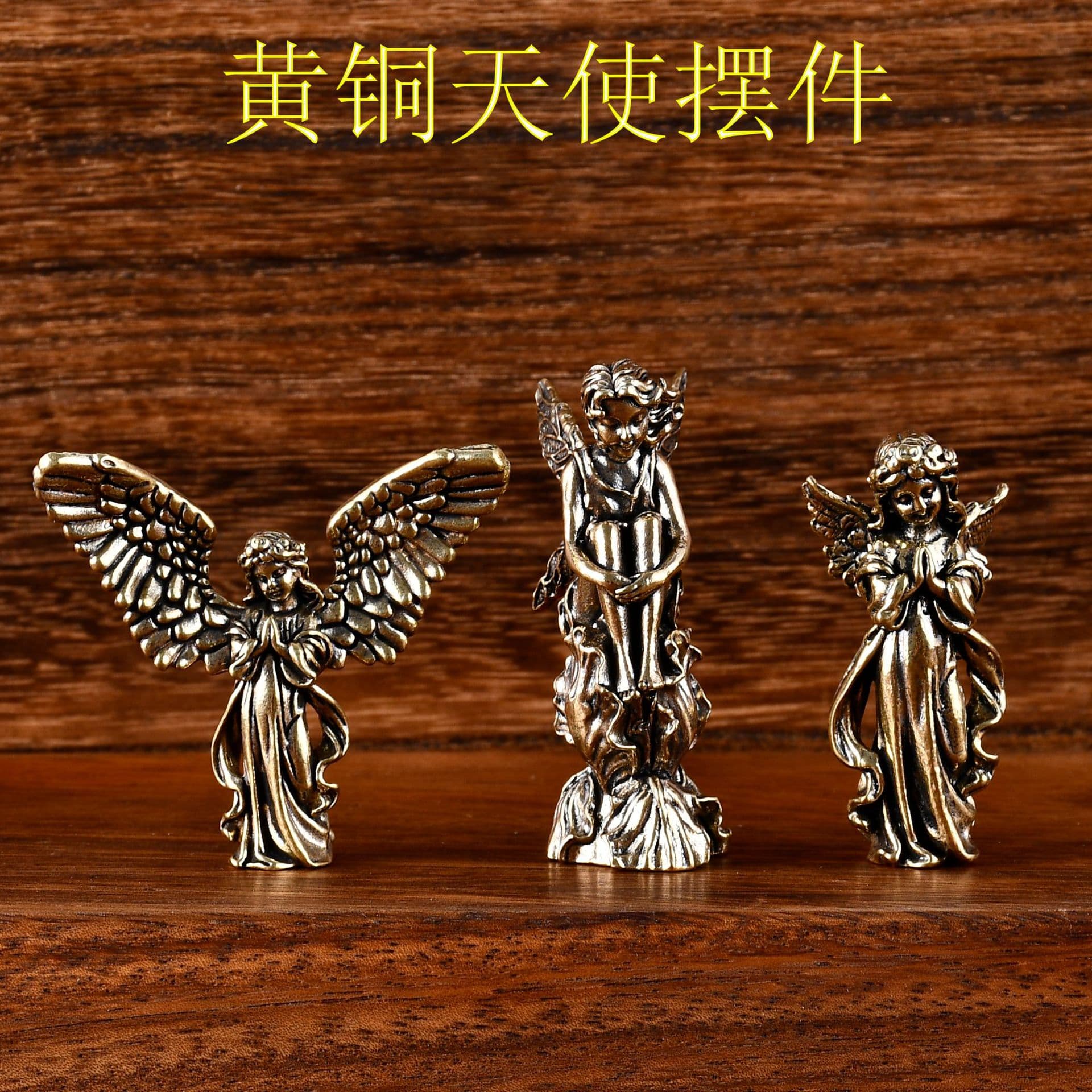 Cross-border Hot Sale: Brass Angel Statue, Copper Craft Ornament, Solid Brass Coffee Table Decor, Tea Pet