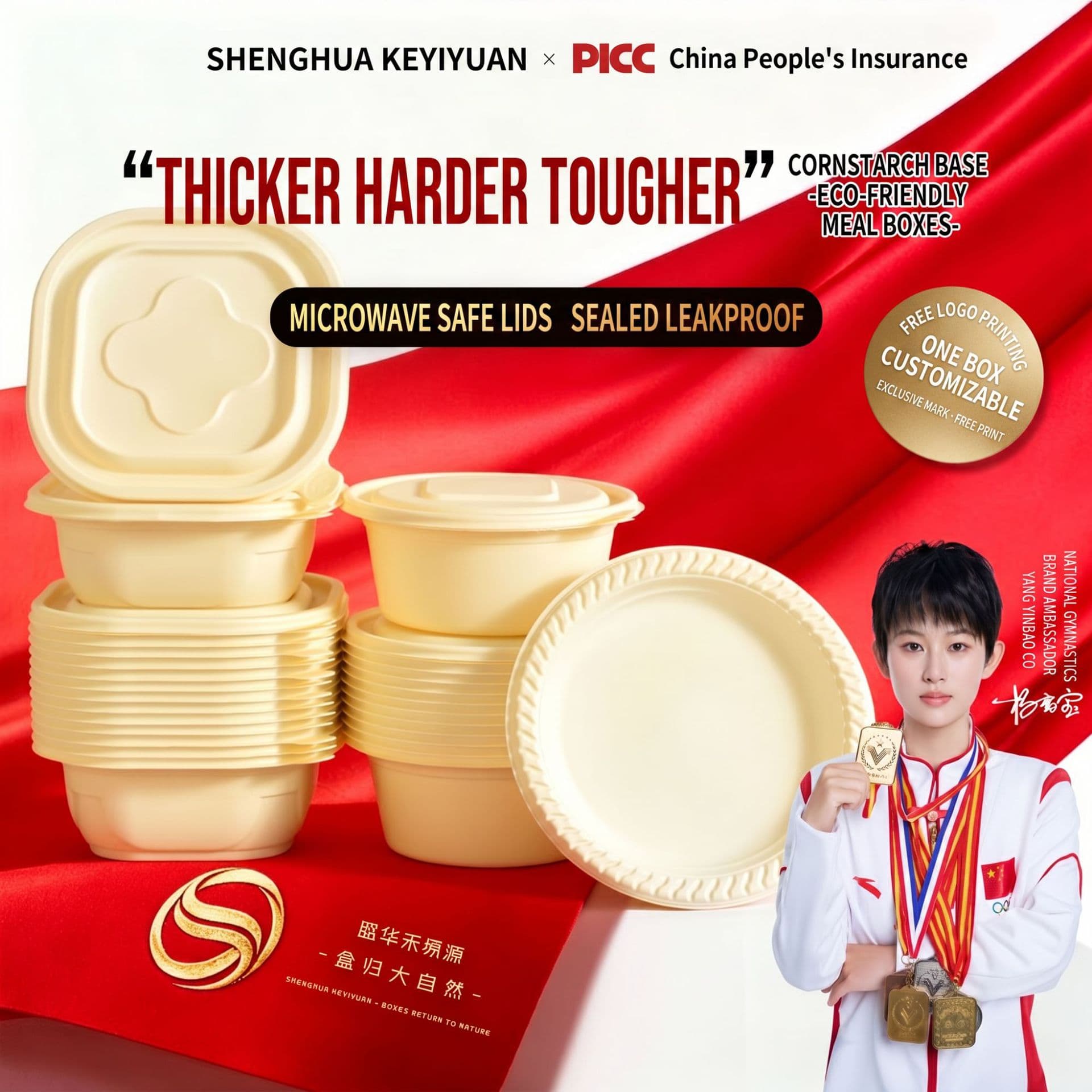 Eco Cornstarch Salad Box With Lid, Food Grade Takeaway Box