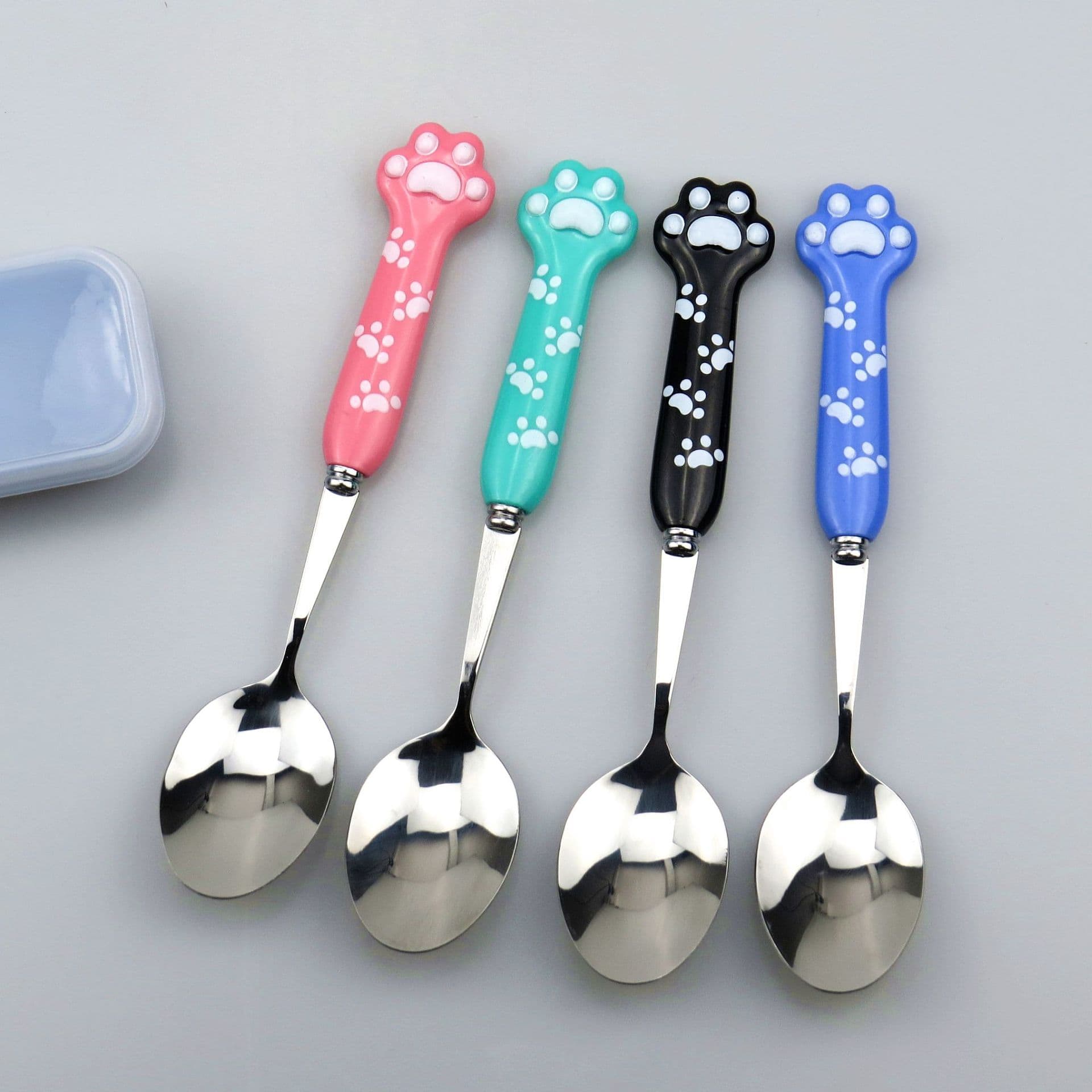 Cute cat paw tableware, stainless steel tableware set, new cat paw cup, spoon, spoon and fork set
