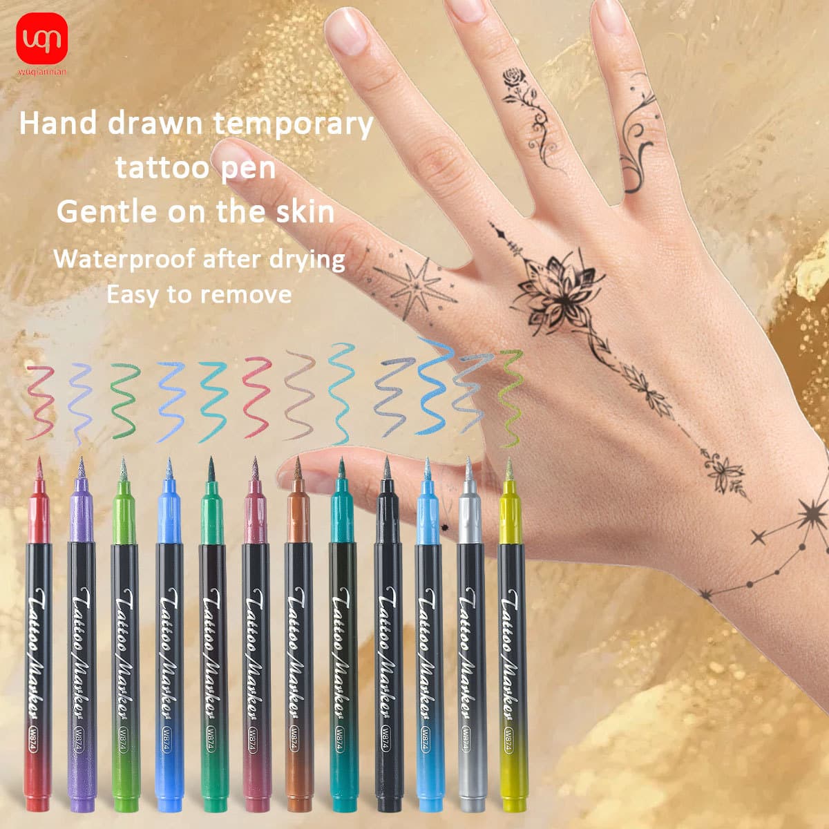 Cross-border temporary tattoo pen disposable human skin marker pen painting pen party diy skin pen