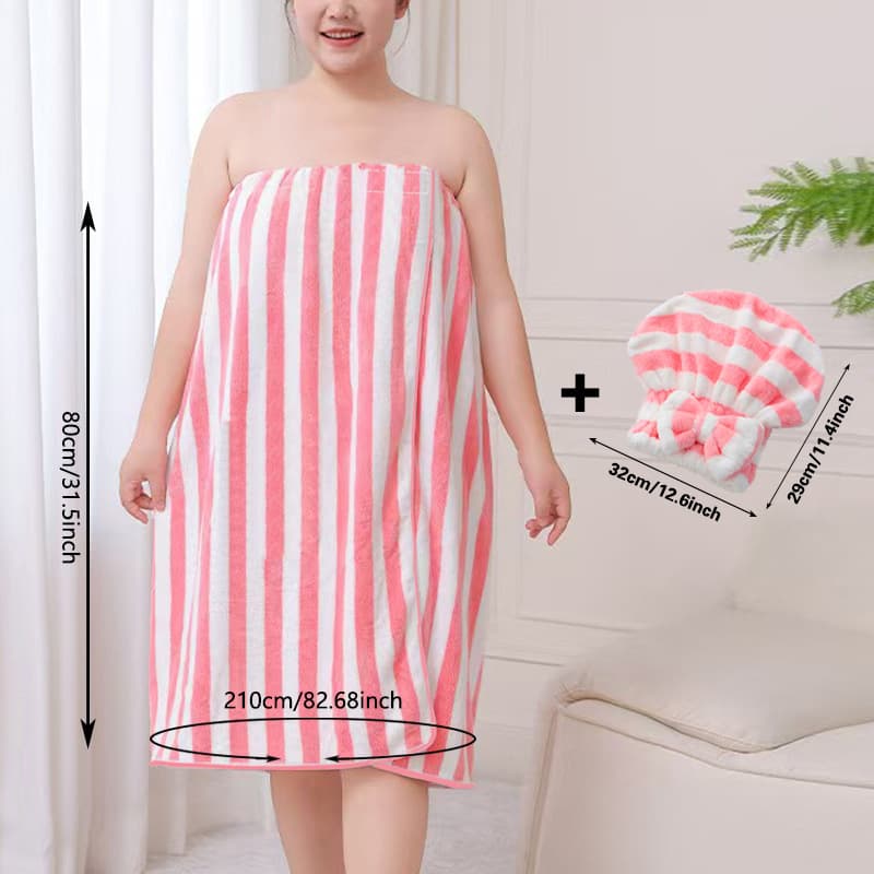 Cross-border Printed Tube Dress Bath Cap Women's Home Summer Bath Towel Soft Bathrobe Absorbent Hair Drying Cap 2-Piece Set