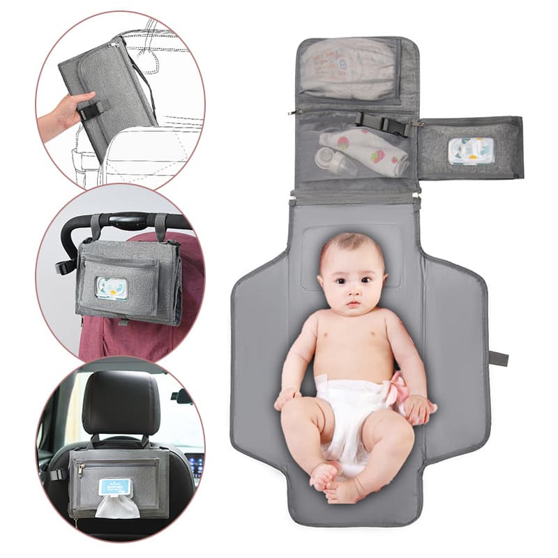 Portable Baby Changing Pad, Multifunctional Stroller Hanging Diaper Pad, Mom's Outing Essential, Foldable Diaper Bag