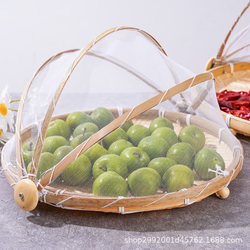Home Use Fly-Proof Bamboo Basket Net Cover for Storing Steamed Buns, Fruits, Drying Rack Bamboo Products