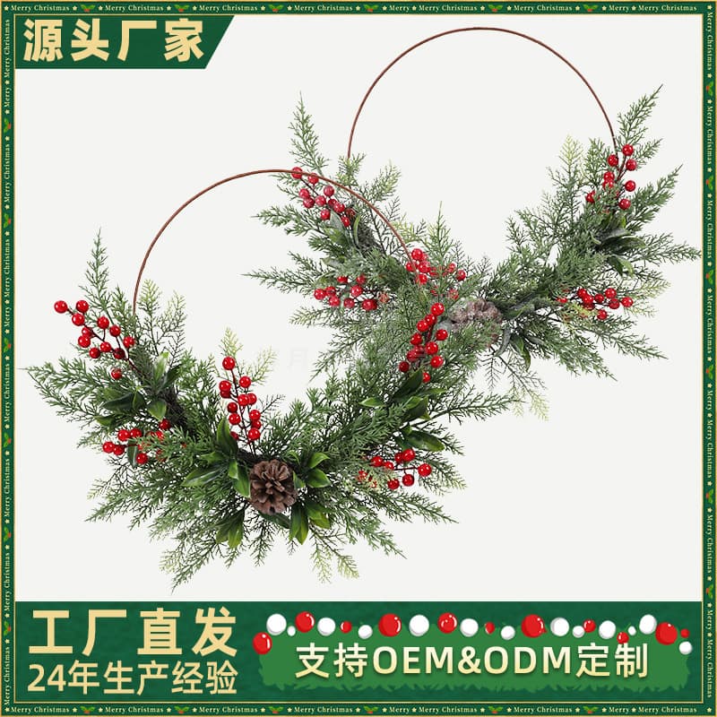 Amazon-style Artificial Red Berry Christmas Wreath for Home Wall Hanging and Holiday Scene Setup