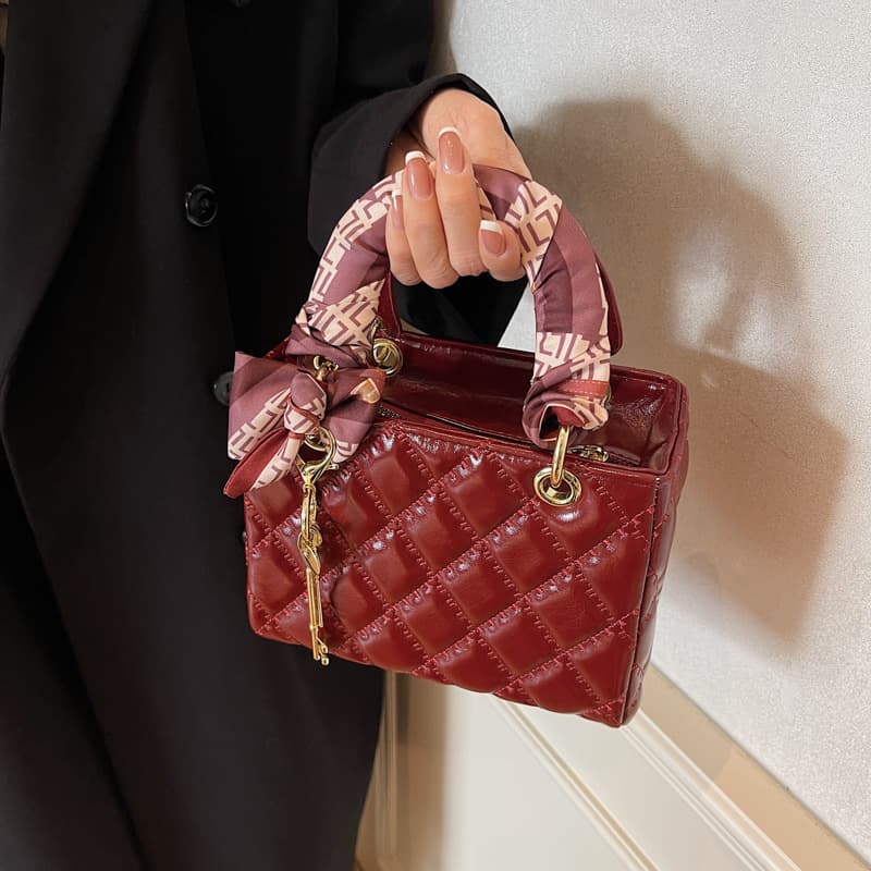 Premium Patent Leather Handbag for Women 2025 Trendy Lady Dior Bag Diamond Quilted Stitching Shoulder Crossbody Small Square Bag