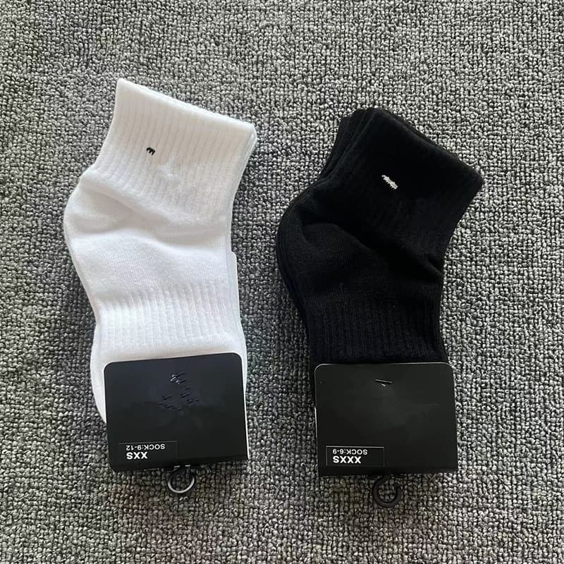 Suwan Nike Sports Socks Kids' Mid-Calf All-Season Black and White 3 Pairs of Solid Color Socks Student Sports Socks