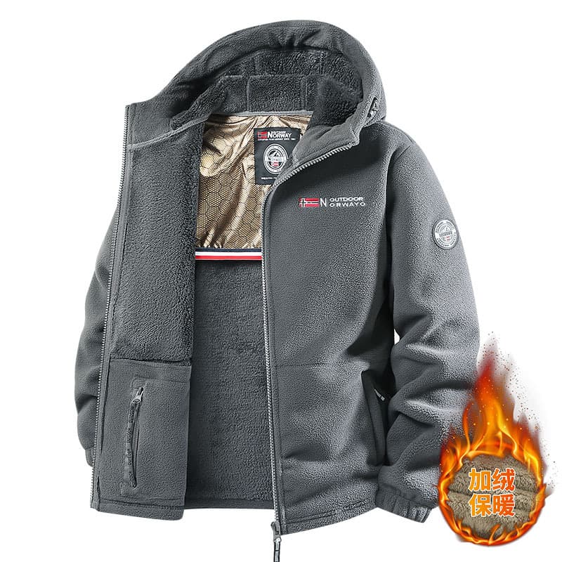 788 Cross-border Graphene Men's Fleece Cardigan Hoodie Winter Outdoor Sports Thickened Lined Loose Fit