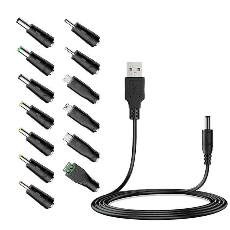 Cross-border 5.5*2.1 female to laptop 13-pin DC adapter USB power charging cable 14-piece set
