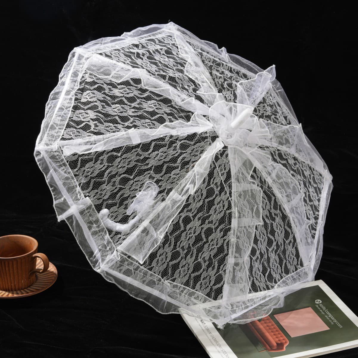 Lace decorative umbrella, wedding flower girl/girl photography prop, solid color lace woven dance umbrella, court umbrella