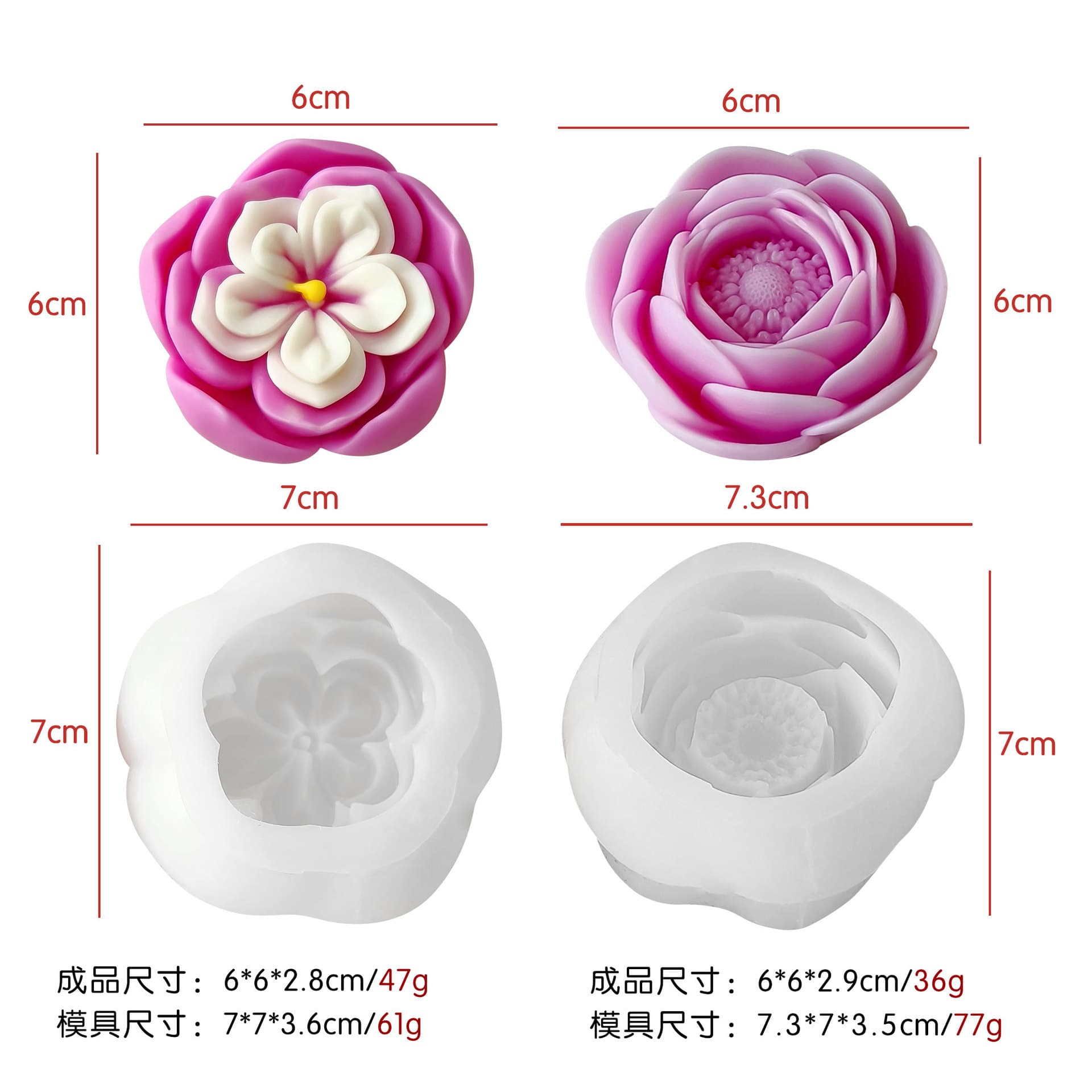Jiahuimei 3D Flower Bouquet Candle DIY Silicone Mold Tulip Scented Candle Handmade Soap Mold