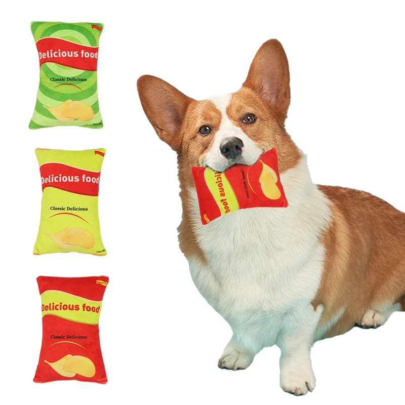 Factory Direct Amazon Bestselling Pet Supplies Creative Simulation Plush Potato Chips Snack Bag Sound Dog Toys