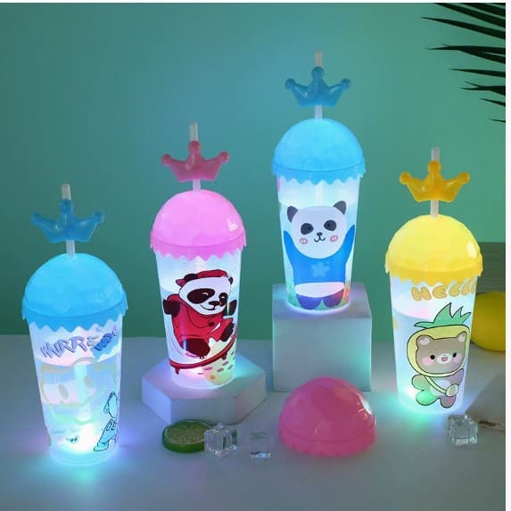 Best-selling Glowing Water Cup Christmas Edition Creative Straw Cup Fun Party LED Light Plastic Cup Wholesale