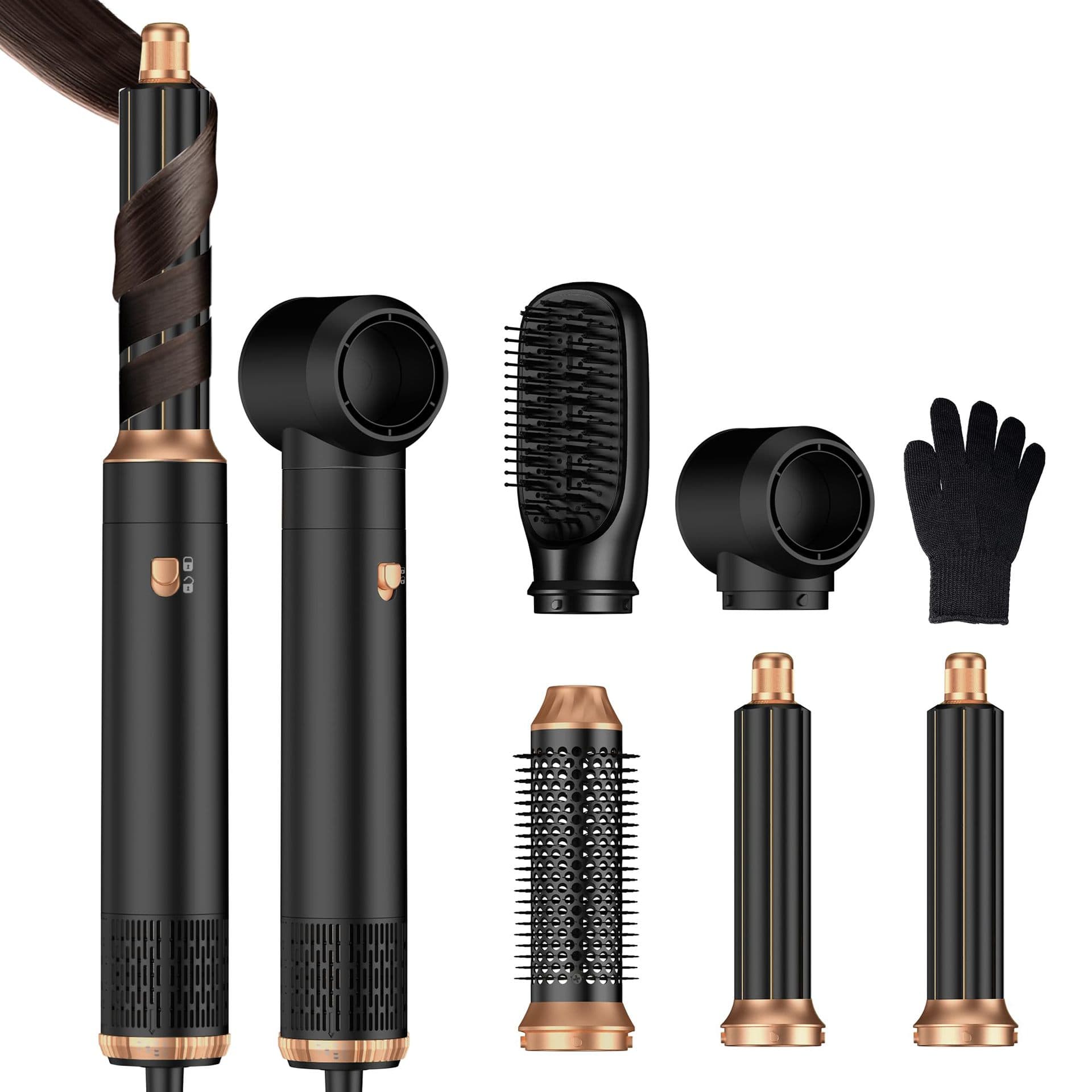 New 5-in-1 Hot Air Brush Air Styling Brush Automatic Curler Blow Dry Brush Negative Ion Multifunctional Hair Dryer