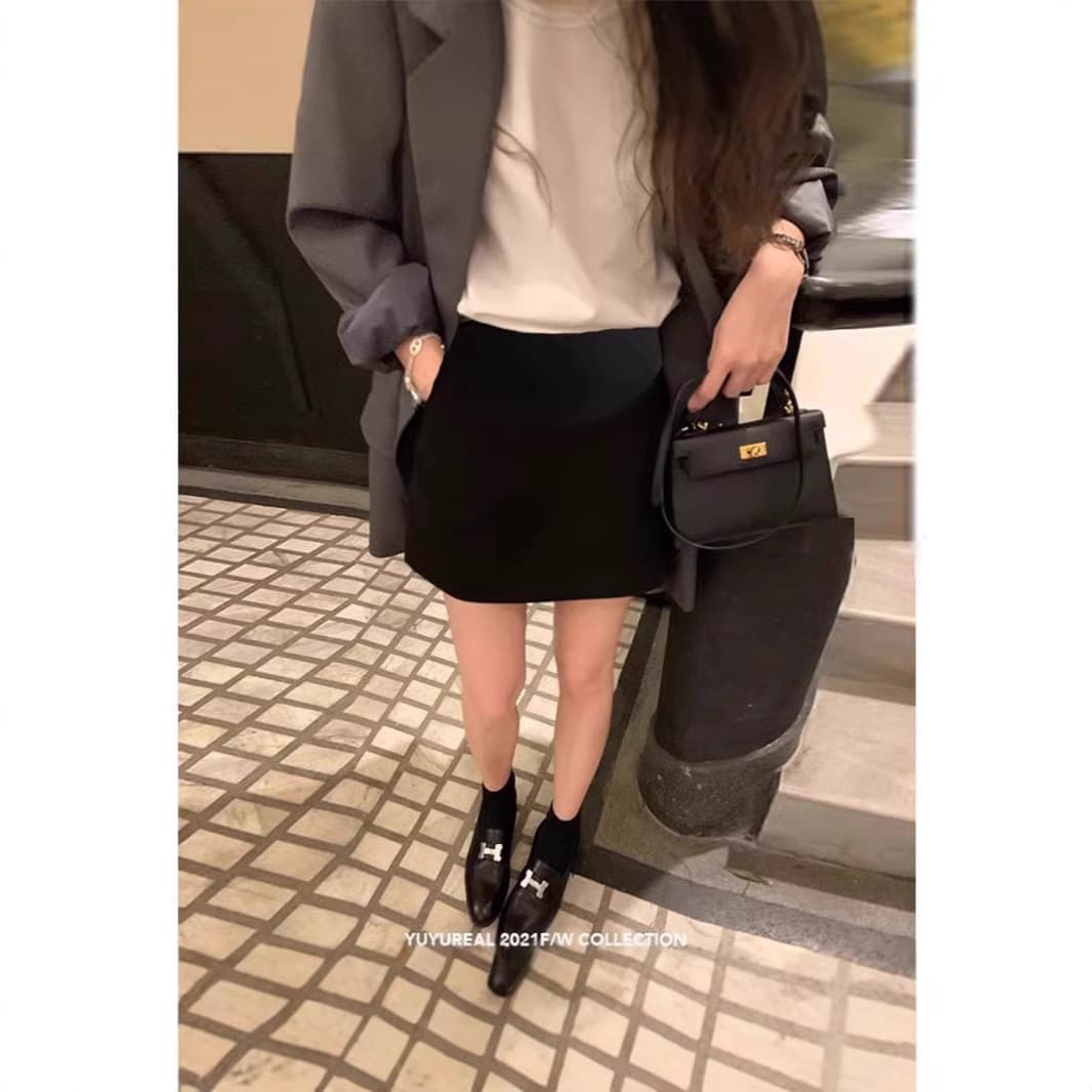 Maternity Short Skirt Winter Maternity Support Slimming One-Step Skirt Pencil A-Line Skirt Plus Size Pregnancy Spring/Autumn Wool Blend Skirt