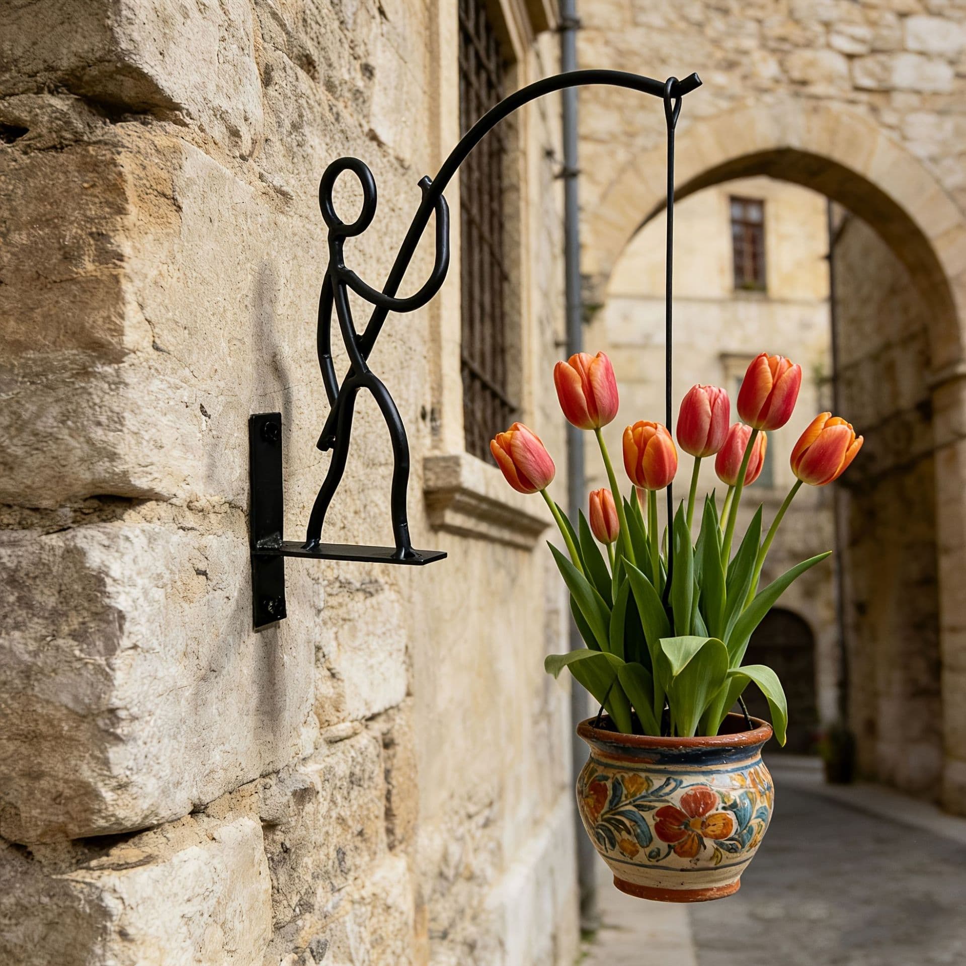 Fishing hook, outdoor wall-mounted flower pot hook, balcony green plant hanging basket hanging bracket, outdoor wall hook
